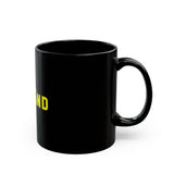 Upland Logo Black Coffee Mug — Yellow UPLAND Design (11oz, 15oz)