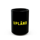 Upland Logo Black Coffee Mug — Yellow UPLAND Design (11oz, 15oz)